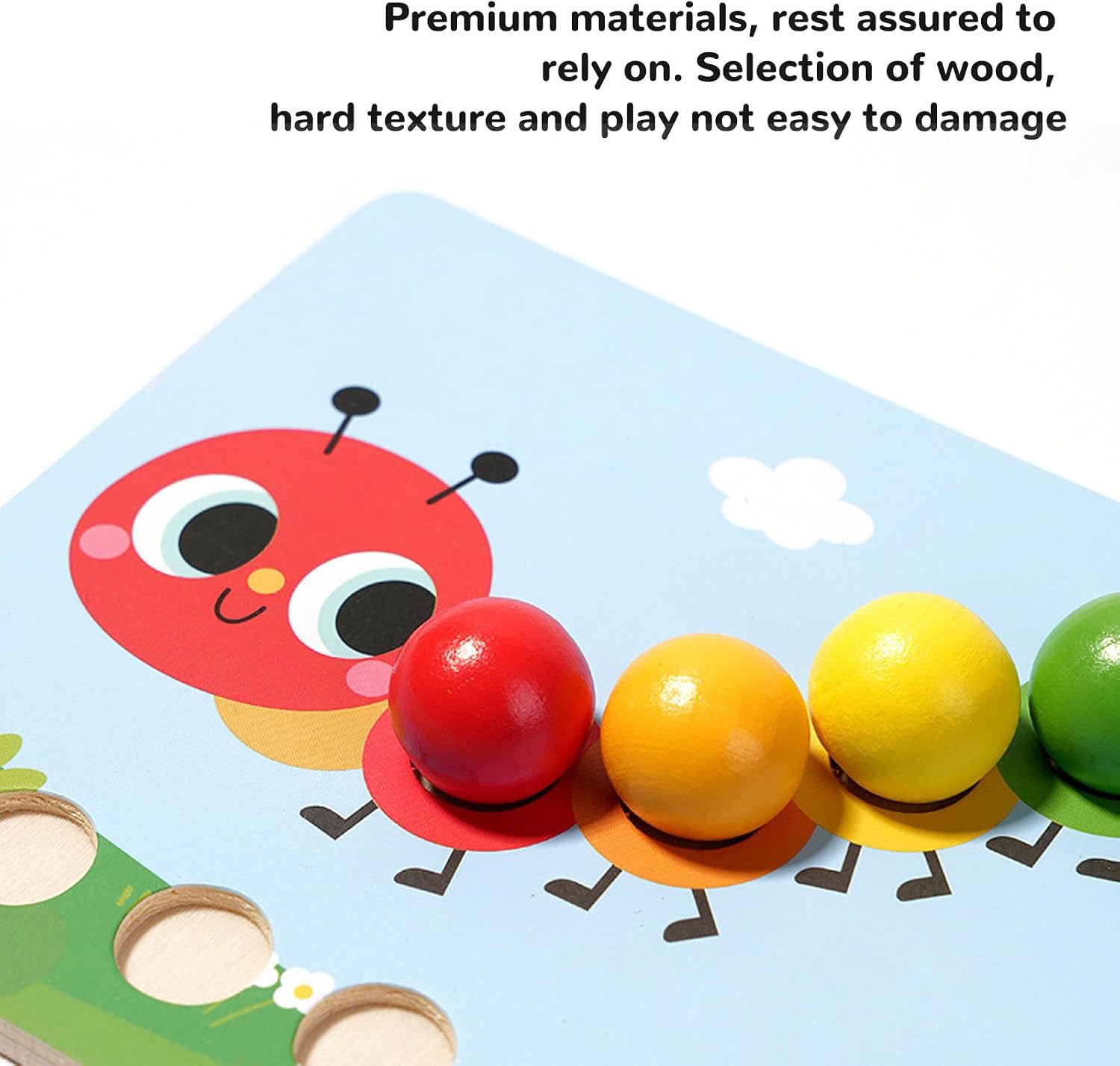 Fidtoy Montessori Caterpillar Math Colorful Beads Learning Toy for Kids Counting Sorting Number Matching Age 2-6