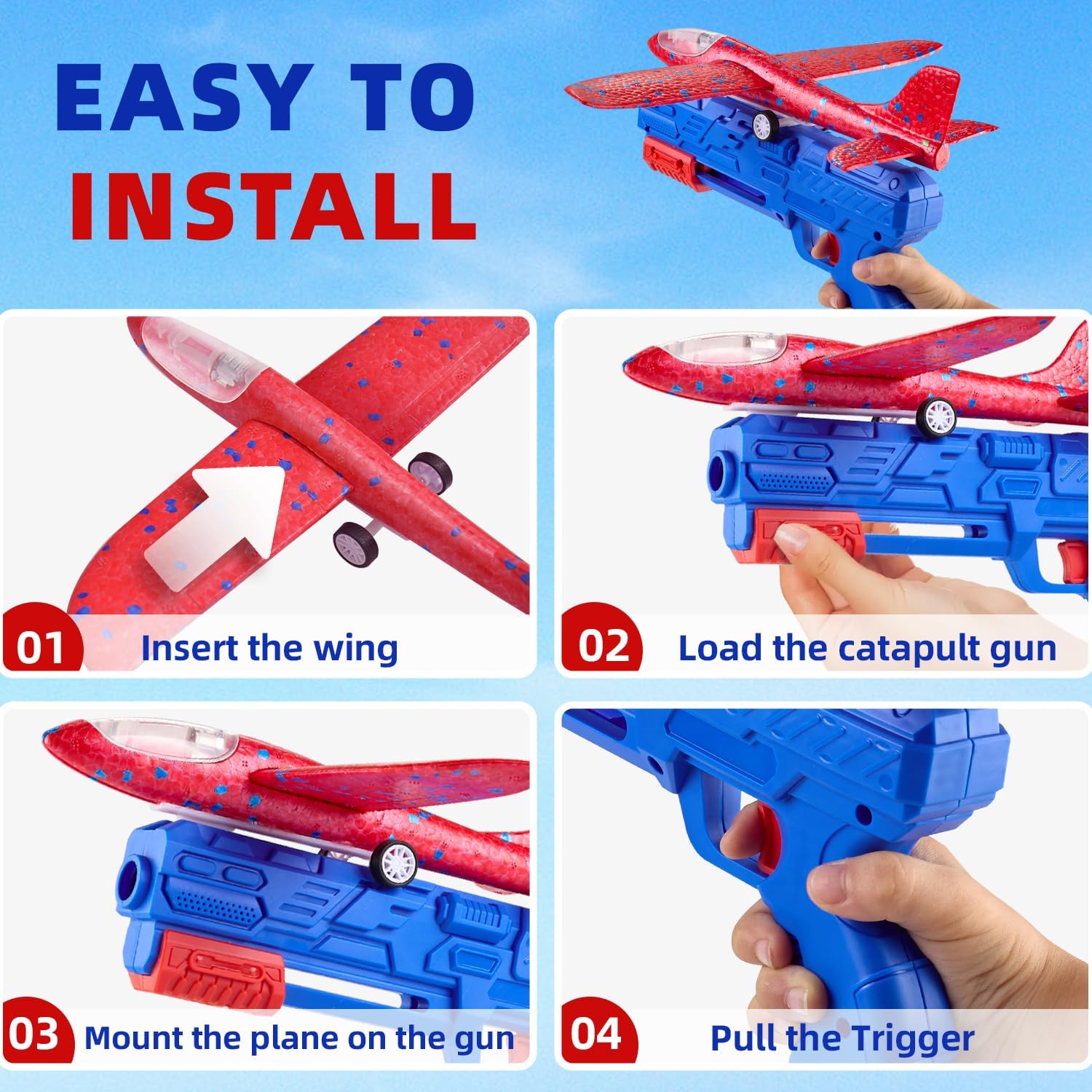 Ensemble de jouets lanceur d'avion en mousse Fidtoy pour enfants, jeu de planeur en extérieur