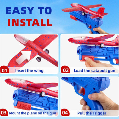 Ensemble de jouets lanceur d'avion en mousse Fidtoy pour enfants, jeu de planeur en extérieur