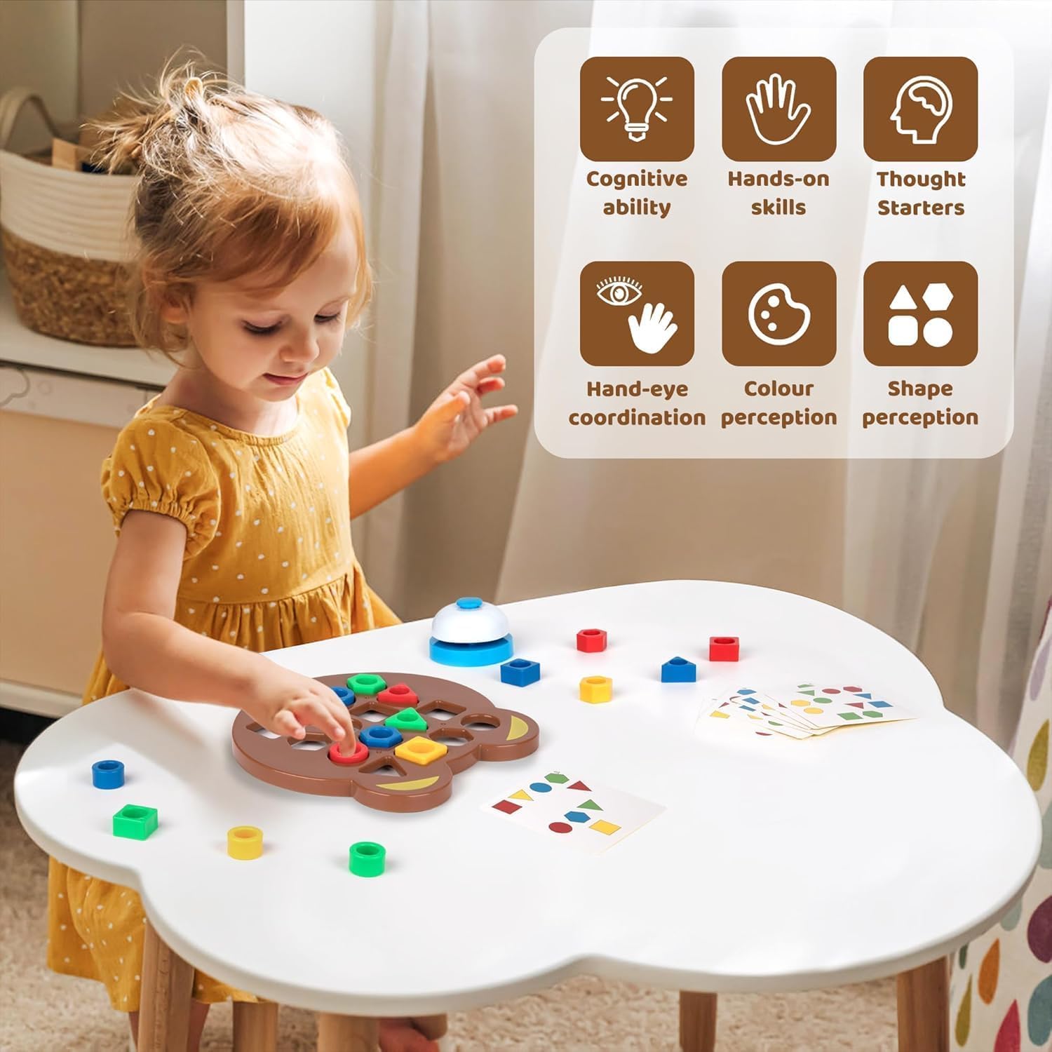 Fidtoy Shape Matching Board Game for Kids Color and Shape Recognition Learning Toy