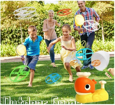 Juguete lanzador de discos voladores de ballena Fidtoy con redes de captura