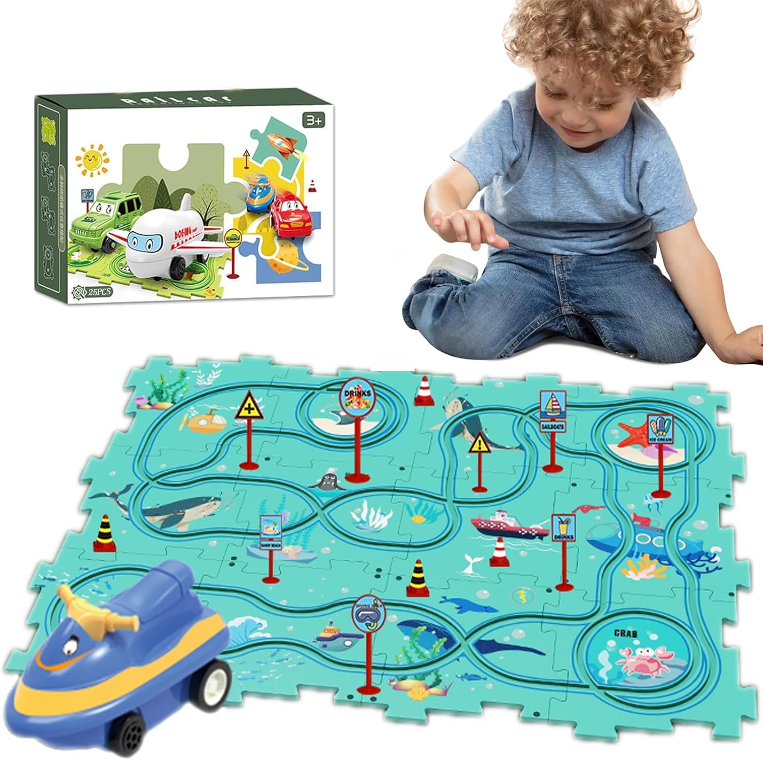 Fidtoy DIY Circuit de train électrique à assembler – Jouet de voiture éducatif STEM pour enfants