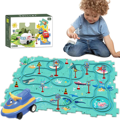 Fidtoy DIY Circuit de train électrique à assembler – Jouet de voiture éducatif STEM pour enfants