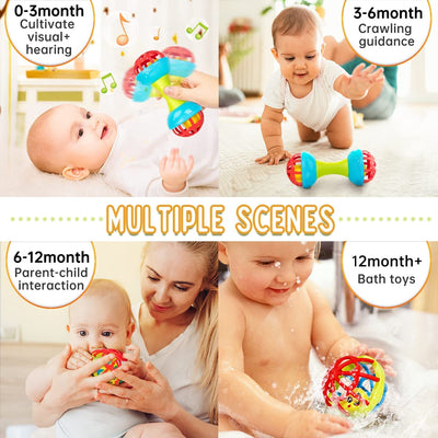 Fidtoy Hochet Bébé Balle et Maracas en ABS Alimentaire Jouet Sensoriel