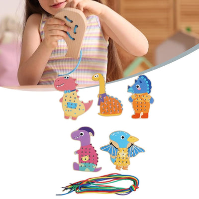 Tarjetas de ensartar para preescolares y niños Juguetes para habilidades motrices Tarjetas de costura de madera Estilo B