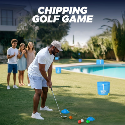 Fidtoy Juego de 6 hoyos de práctica de golf azul