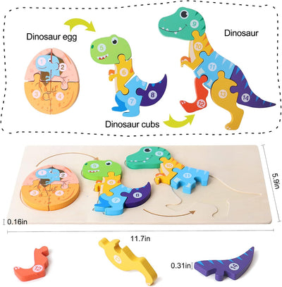 Fidtoy Puzzle 3D cognitif de croissance animale - Animaux aléatoires, Puzzle de croissance animale en bois avec pièces numérotées, Jouet d'apprentissage Montessori sur la nature pour enfants