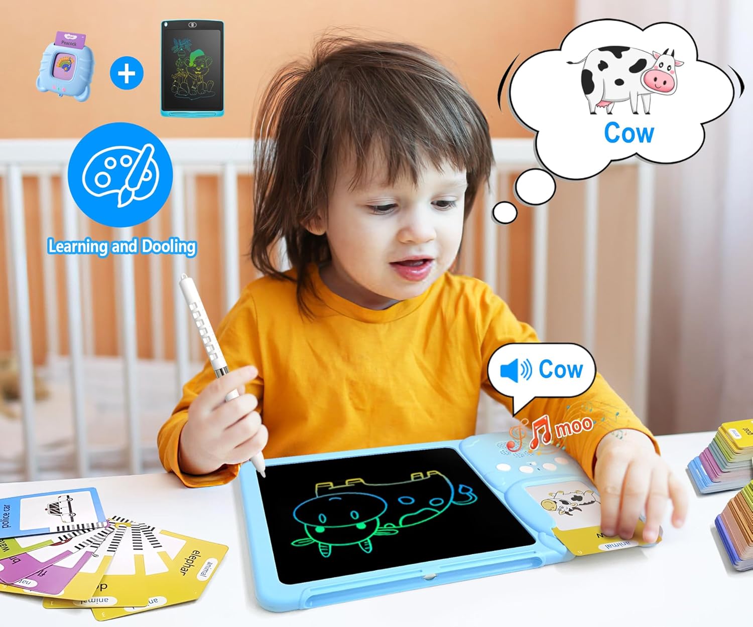 Tablette d'écriture parlante Fidtoy – Apprentissage interactif pour les tout-petits de 3 ans et plus