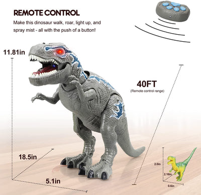 Fidtoy Remote Control T-Rex Dinosaur Toy with Mist Spray for Kids