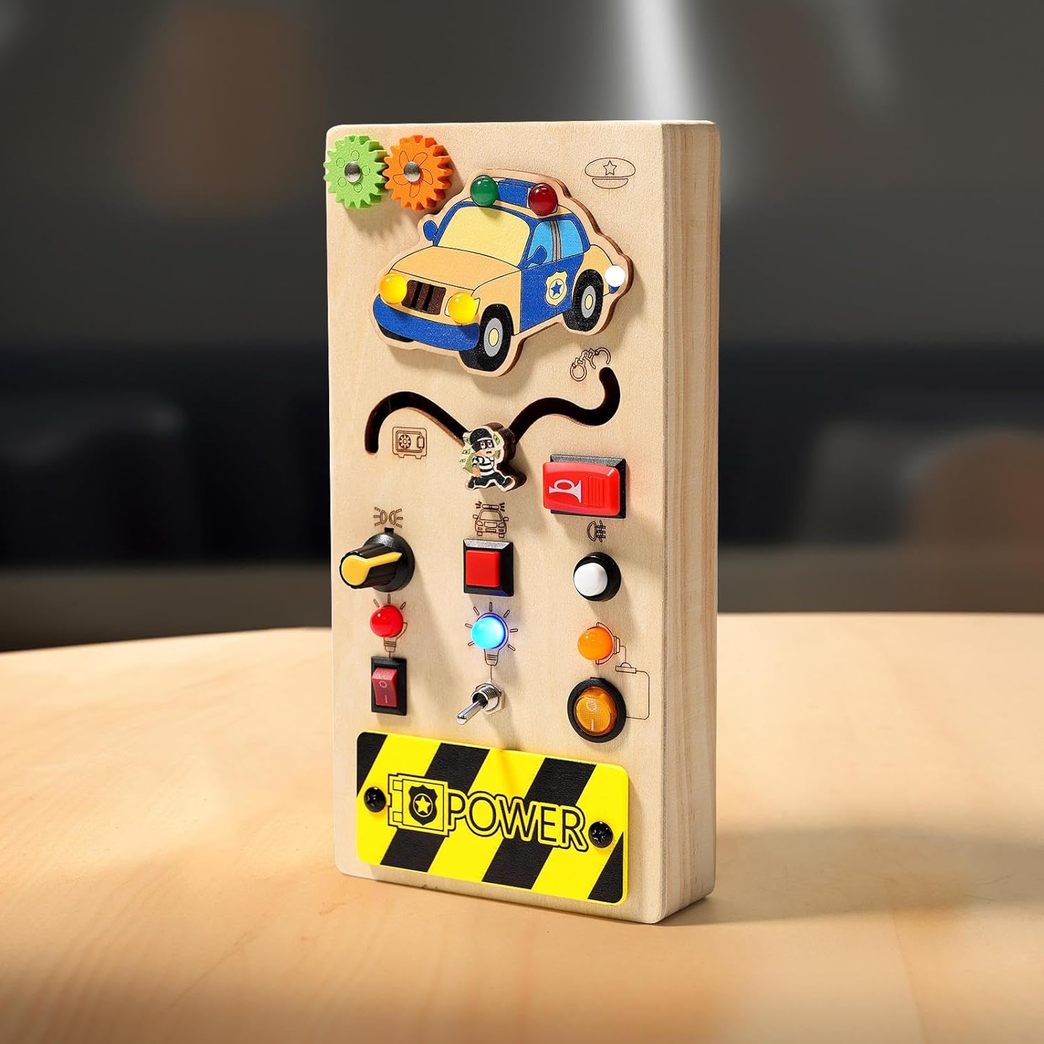 Fidtoy Montessori Busy Board with Light Switch Sensory Toy for Toddlers LED Switch Board Fine Motor Skills Learning Travel Quiet Toy Educational Gift