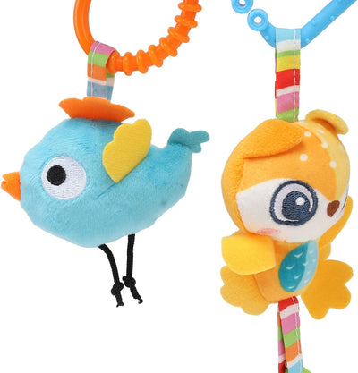 Fidtoy Baby Stroller Hanging Toy Plush Animal Sensory Rattle for Car Seat Crib and Infant Travel Play
