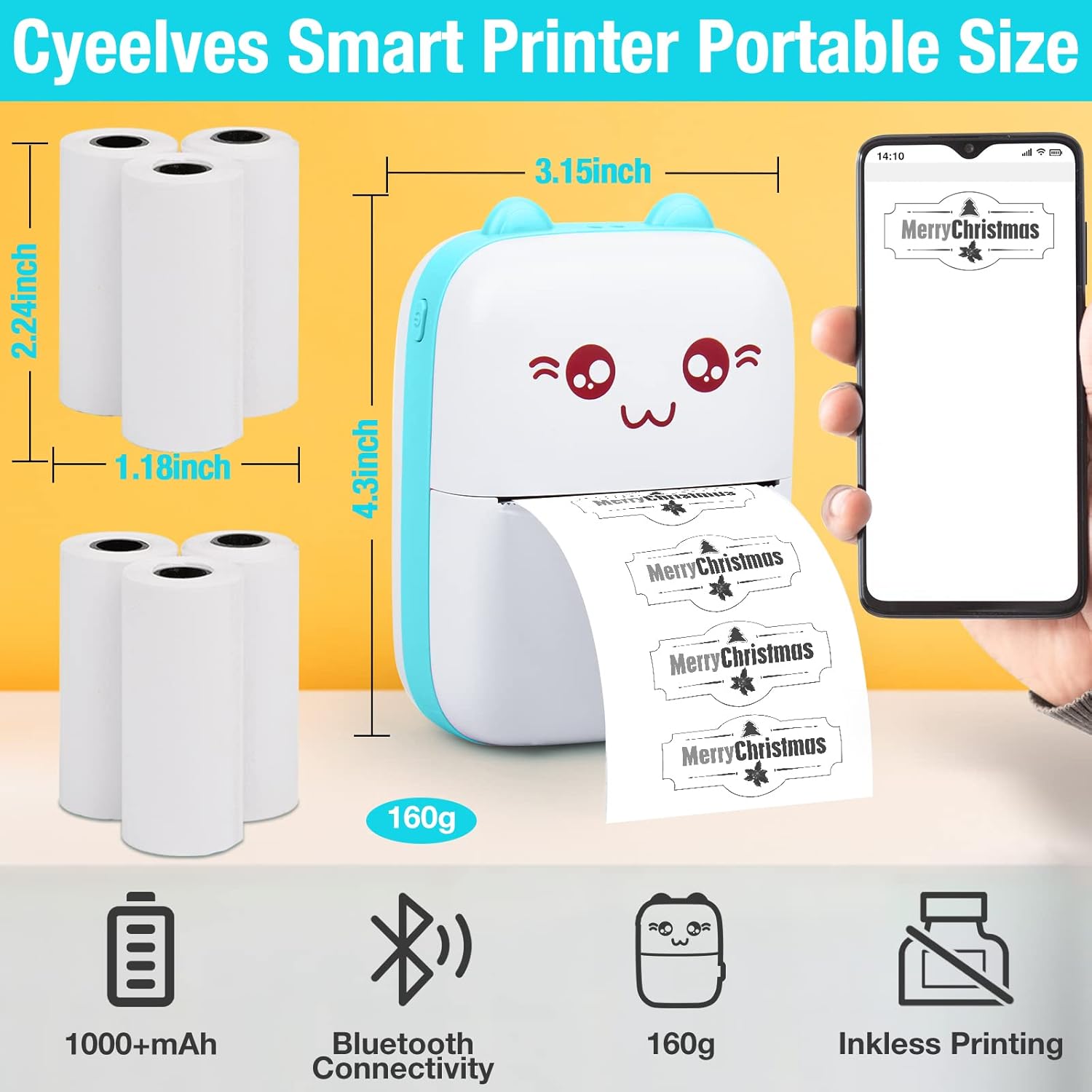 Fidtoy Mini Portable Photo & Sticker Printer with Bluetooth