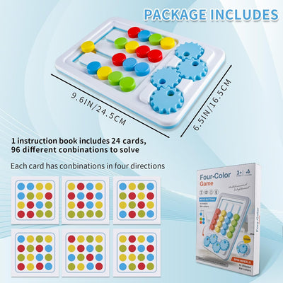 Fidtoy 2in1 Four Color Matching Gear Pattern Logic Game, Plastic Manual Color Matching Gear Puzzle, Spatial Awareness and Numeracy Logic Toy Ages 2-6