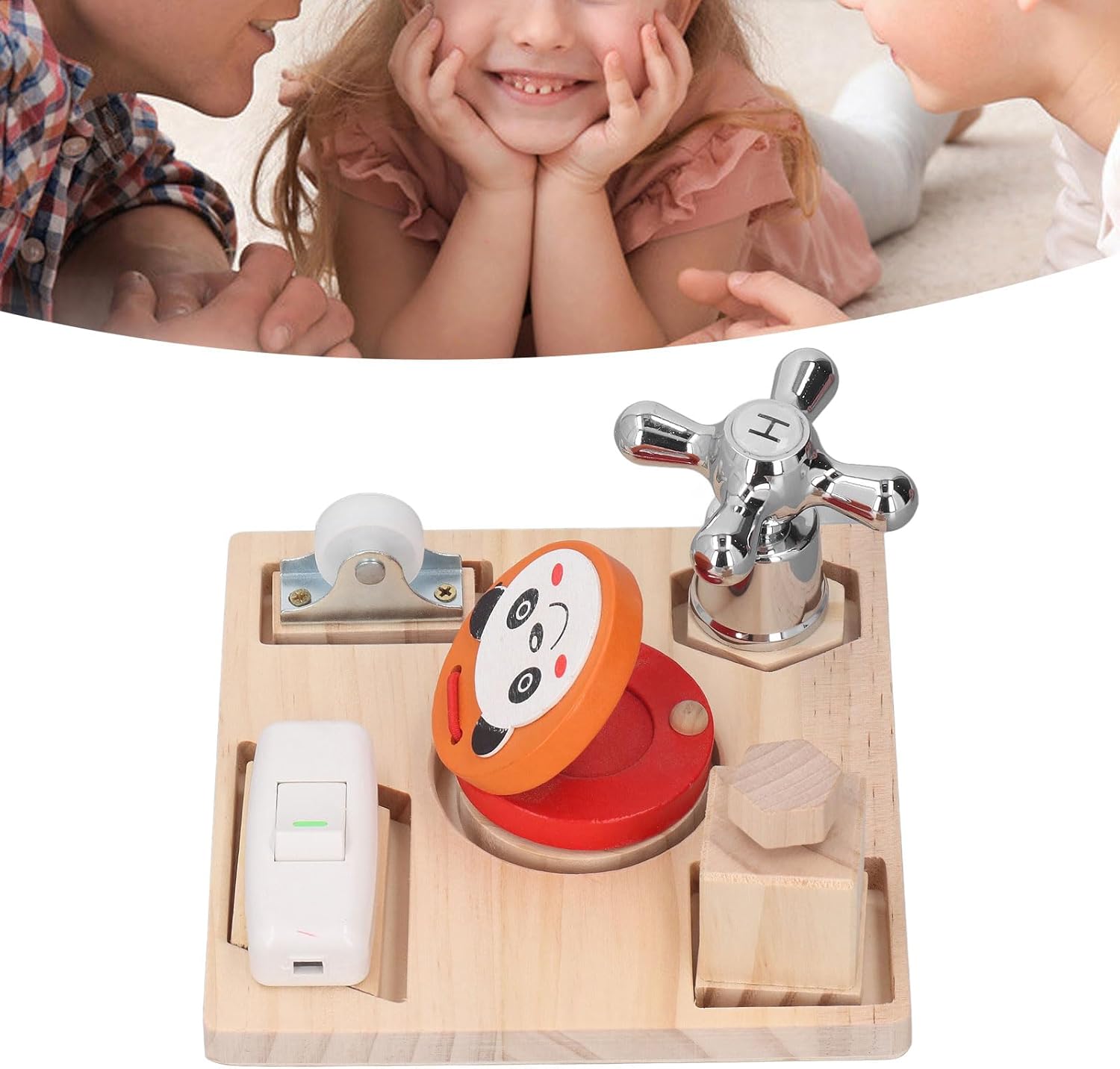 Fidtoy Montessori Busy Board Toy for Toddlers Shape Matching Wooden Sensory Board Fine Motor Skills Learning Toy Educational Puzzle Travel Quiet Toy