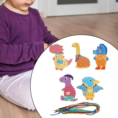 Tarjetas de ensartar para preescolares y niños Juguetes para habilidades motrices Tarjetas de costura de madera Estilo B