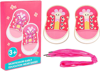 Chengstore, juguete de cordones para zapatos, juguete de cordones para zapatos para niños pequeños | Práctica de atar zapatos para niños, juguete para aprender a atar cordones, juguete para habilidades motoras finas, juego de enhebrar