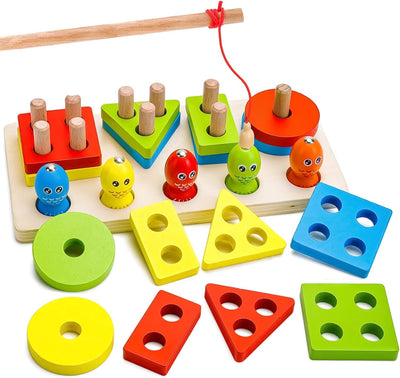 Jouet de pêche magnétique en bois Fidtoy pour enfants de 2 à 6 ans