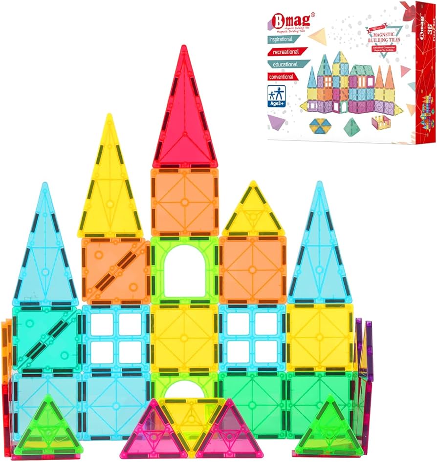Juego de bloques de construcción magnéticos Fidtoy de 110 piezas para niños