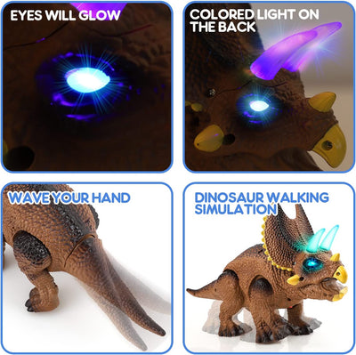 Fidtoy, jouet dinosaure télécommandé pour enfants avec lumières et rugissement
