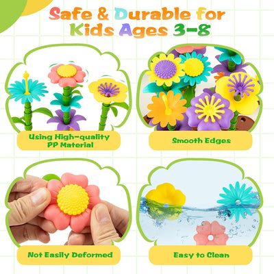 Fidtoy Flower Garden Building Toy Set for Kids 272 PCS Creative STEM Construction Flowers Toy