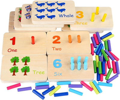 Fidtoy Peg Board Counting Game Wooden Montessori Toy