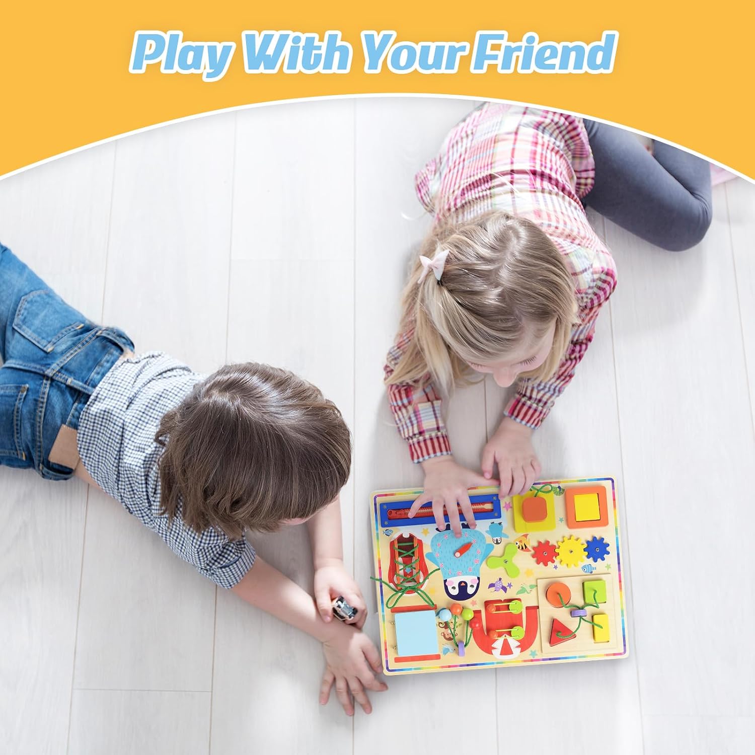 Tablero sensorial de madera 10 en 1 para niños pequeños - A02
