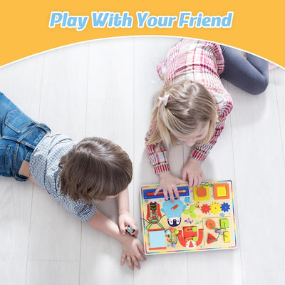 Tablero sensorial de madera 10 en 1 para niños pequeños - A02