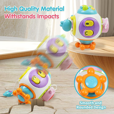 Fidtoy 6-in-1 Busy Catch Ball Activity Cube for Toddlers, Montessori Sensory Busy Cube with Switches, Plug, Rabbit Key, Fidget Spinner and Fine Motor Activities Age 18M+