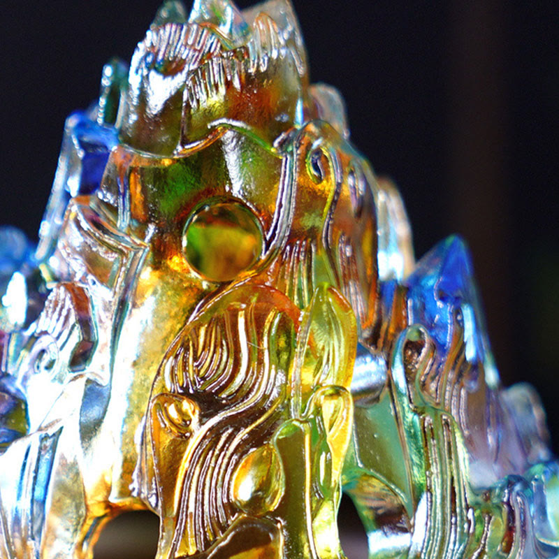Buddha Stones Liuli Crystal Mountain Healing Meditation Incense Burner Incense Burner BS 7