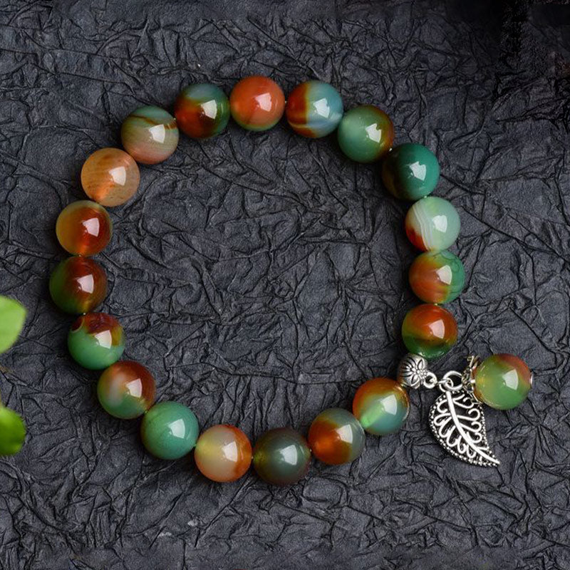 Bracelet de guérison en agate verte naturelle tibétaine Foviel