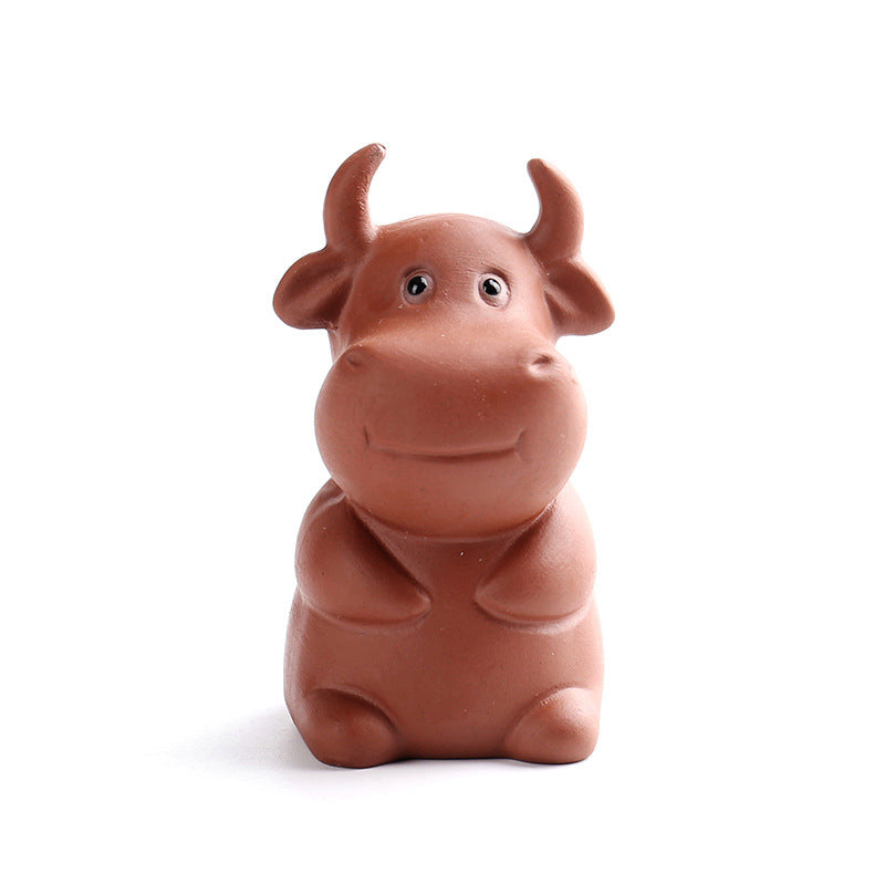 Buddha Stones Chinese Zodiac Purple Clay Wealth Ceramic Tea Pet Home Figurine Decoration Decorations BS 7