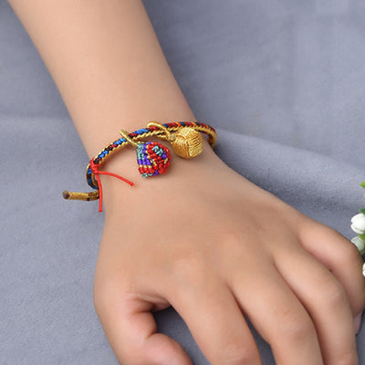 Buddha Stones Colorful Rope Luck Handmade Zongzi Golden Ball Charm Bracelet Bracelet BS 8