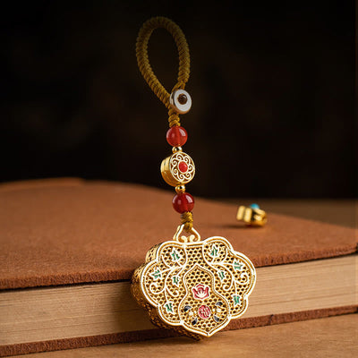 Buddha Stones Lock of Good Wishes Fu Character Luck Blessing Key Chain Key Chain BS 8