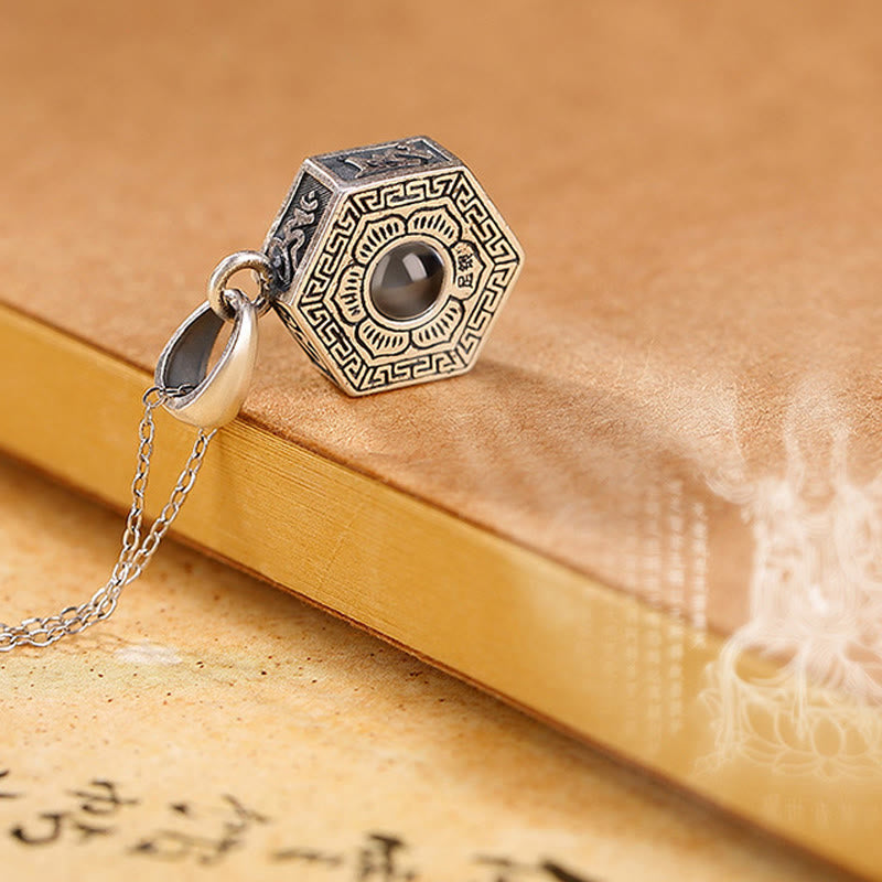 Buddha Stones 990 Sterling Silver Tibetan Om Mani Padme Hum Lotus Love Projection Necklace Pendant Necklaces & Pendants BS 6