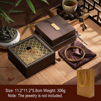 Buddha Stones Retro Jewelry Storage Box Gift Box Decorations BS Brown (11.2*11.2*5.8cm)