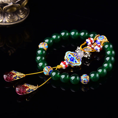 Buddha Stones Natural Green Agate Wrist Mala Success Charm Pocket Mala Car Decoration Wrist Mala&Decorations BS 1