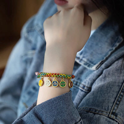 Buddha Stones Tibetan Colorful Rope Five God Of Wealth Luck Braid Bracelet Bracelet BS 7