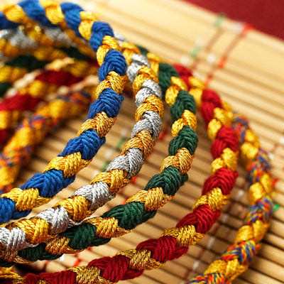 Buddha Stones Handmade Tibetan Five God Of Wealth Dragon Scale Rope Luck Braid Bracelet Bracelet BS 2