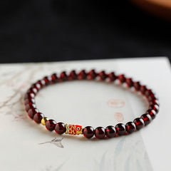 Buddha Stones 999 Gold Koi Fish Natural Garnet Protection Bracelet Bracelet BS 5mm-Garnet&Gold Koi Fish 17cm