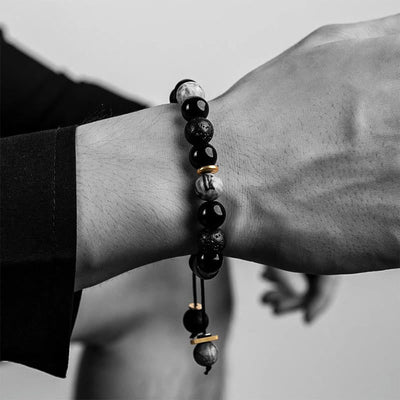Buddha Stones "All the Best for Strength and Grounding" Obsidian Bracelet Includes Gift Message Card - image 5