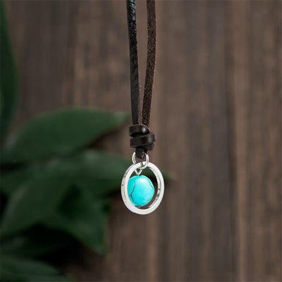 Buddha Stones Round Turquoise Stone Protection Strength Necklace Pendant Necklaces & Pendants BS 1