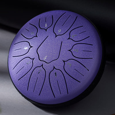 Buddha Stones Steel Tongue Drum Sound Healing Meditation Yoga Lotus Drum Kit 11 Note 6 Inch Tongue Drum BS Purple