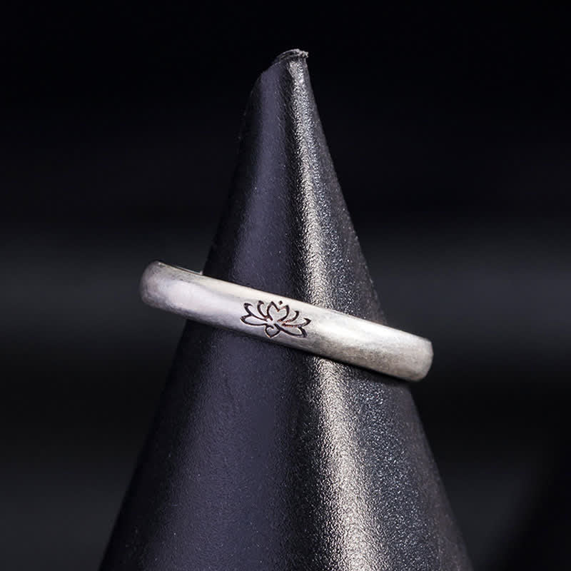Buddha Stones 925 Sterling Silver Lotus Flower Enlightenment Ring Ring BS 5