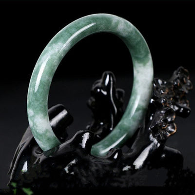 Buddha Stones Natural Jade Luck Abundance Bangle Bracelet Bracelet BS 3