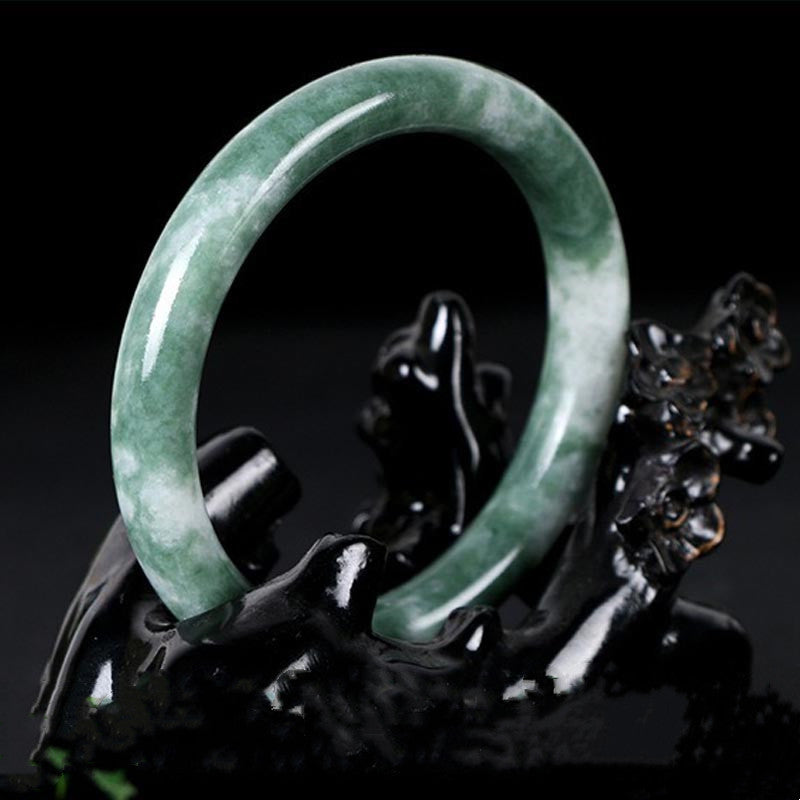 Buddha Stones Natural Jade Luck Abundance Bangle Bracelet Bracelet BS 3