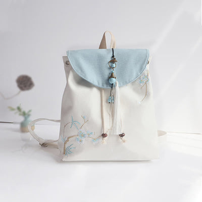 Buddha Stones Handmade Embroidered Large Capacity Canvas Backpack Backpack BS 50