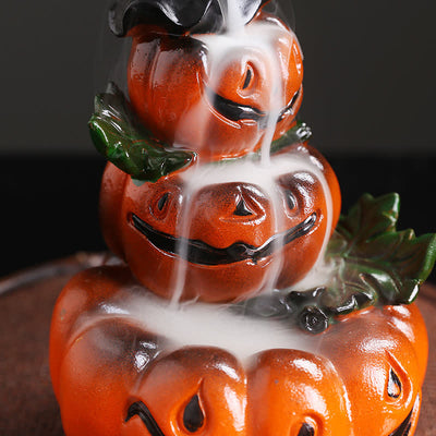 Buddha Stones Halloween Pumpkins Ghost Resin Backflow Smoke Fountain Incense Burner Decoration Incense Burner BS 2