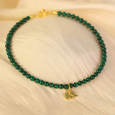 Buddha Stones Natural Malachite Elephant Anti-Anxiety Charm Bracelet Bracelet BS 13