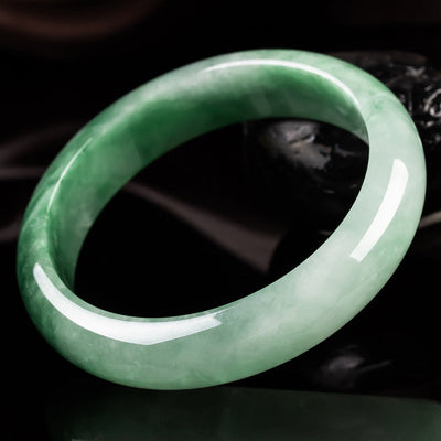 Buddha Stones Natural Jade Fortune Blessing Bangle Bracelet Bracelet BS 5