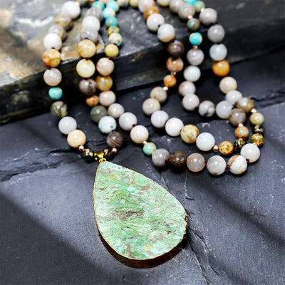 Buddha Stones Natural Ocean Picasso Jasper Beaded Healing Neckace Bracelet BS 2